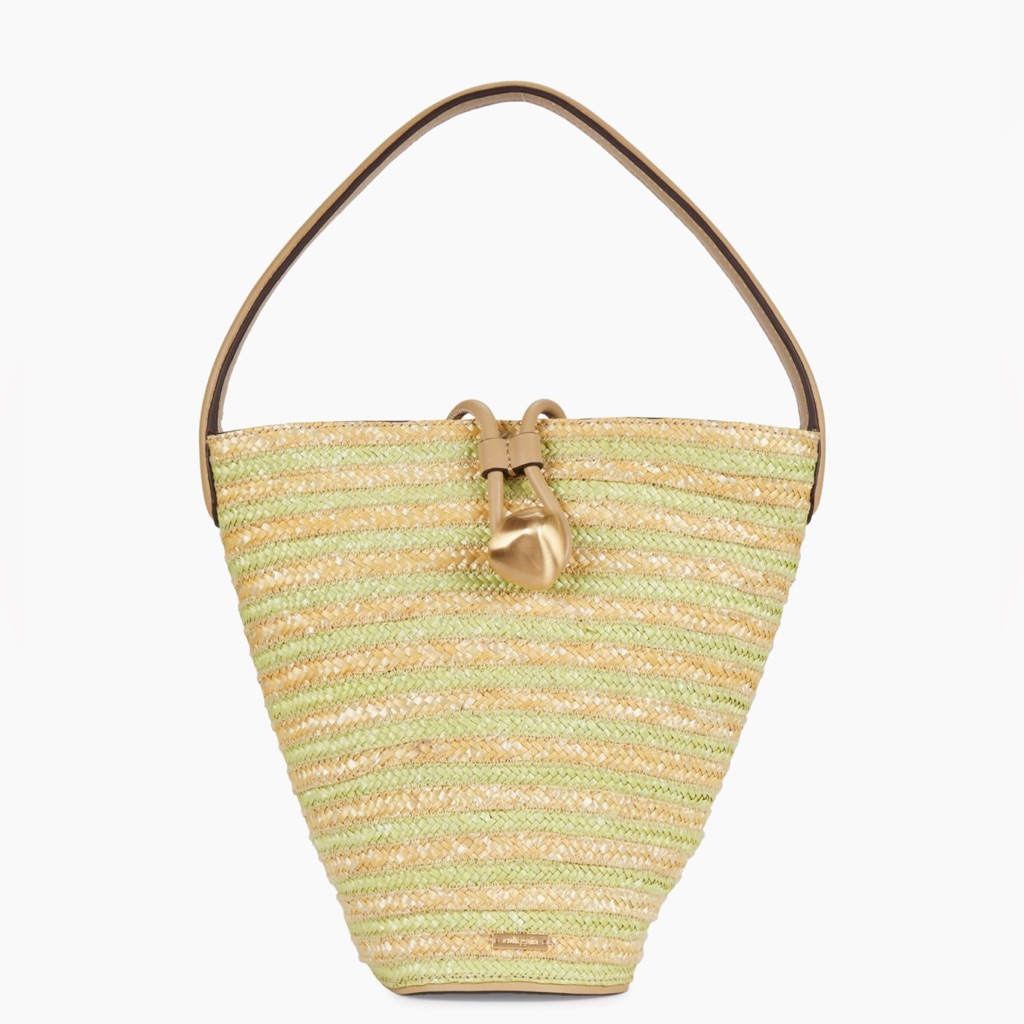 Stylish Green And Gold Woven Tote Bag